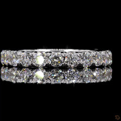 Round Lab Diamond Full Eternity French Pave Classic Ring in 4K Gold