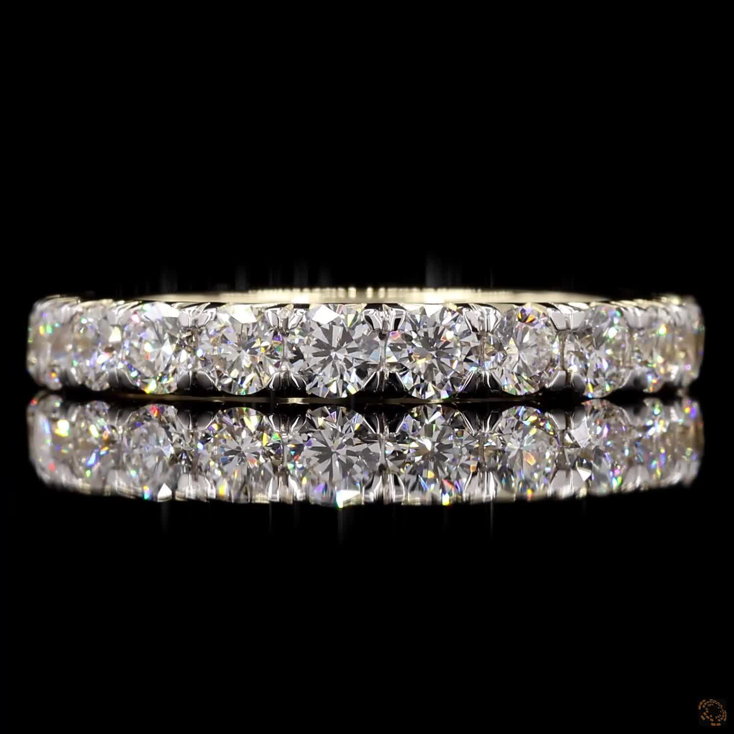 Round Lab Diamond Full Eternity French Pave Classic Ring in 4K Gold