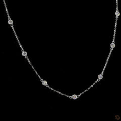 Round Lab Diamond Station Necklace in 14K Gold