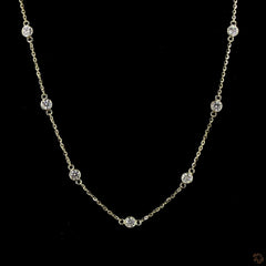 Round Lab Diamond Station Necklace in 14K Gold