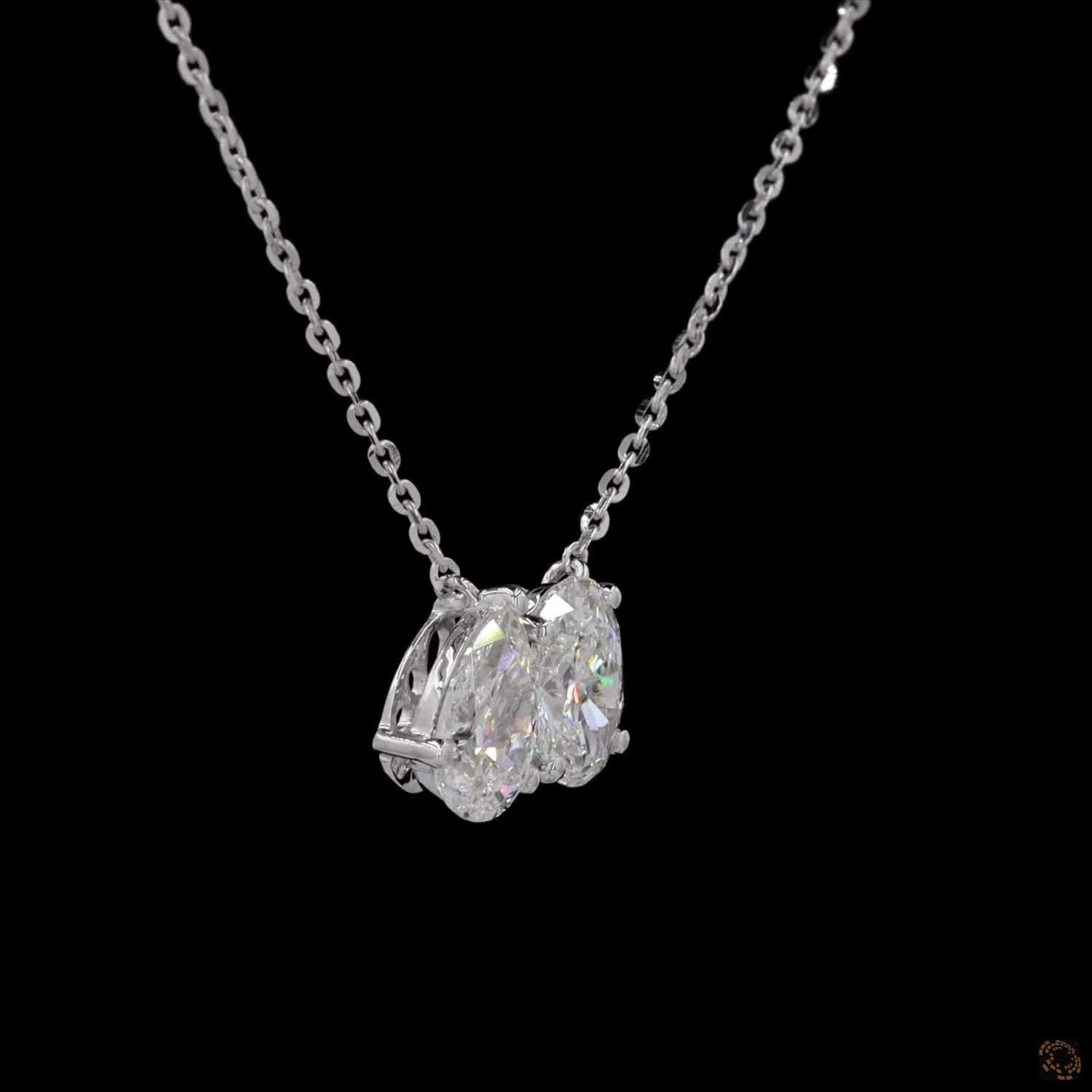 2.0Ct Toi Et Moi Necklace With Pear and Oval Diamond