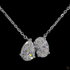 2.0Ct Toi Et Moi Necklace With Pear and Oval Diamond