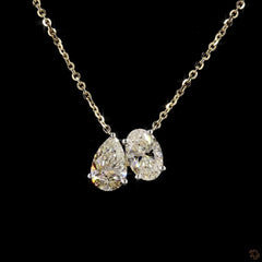 2.0Ct Toi Et Moi Necklace With Pear and Oval Diamond