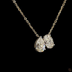 2.0Ct Toi Et Moi Necklace With Pear and Oval Diamond