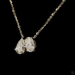 2.0Ct Toi Et Moi Necklace With Pear and Oval Diamond