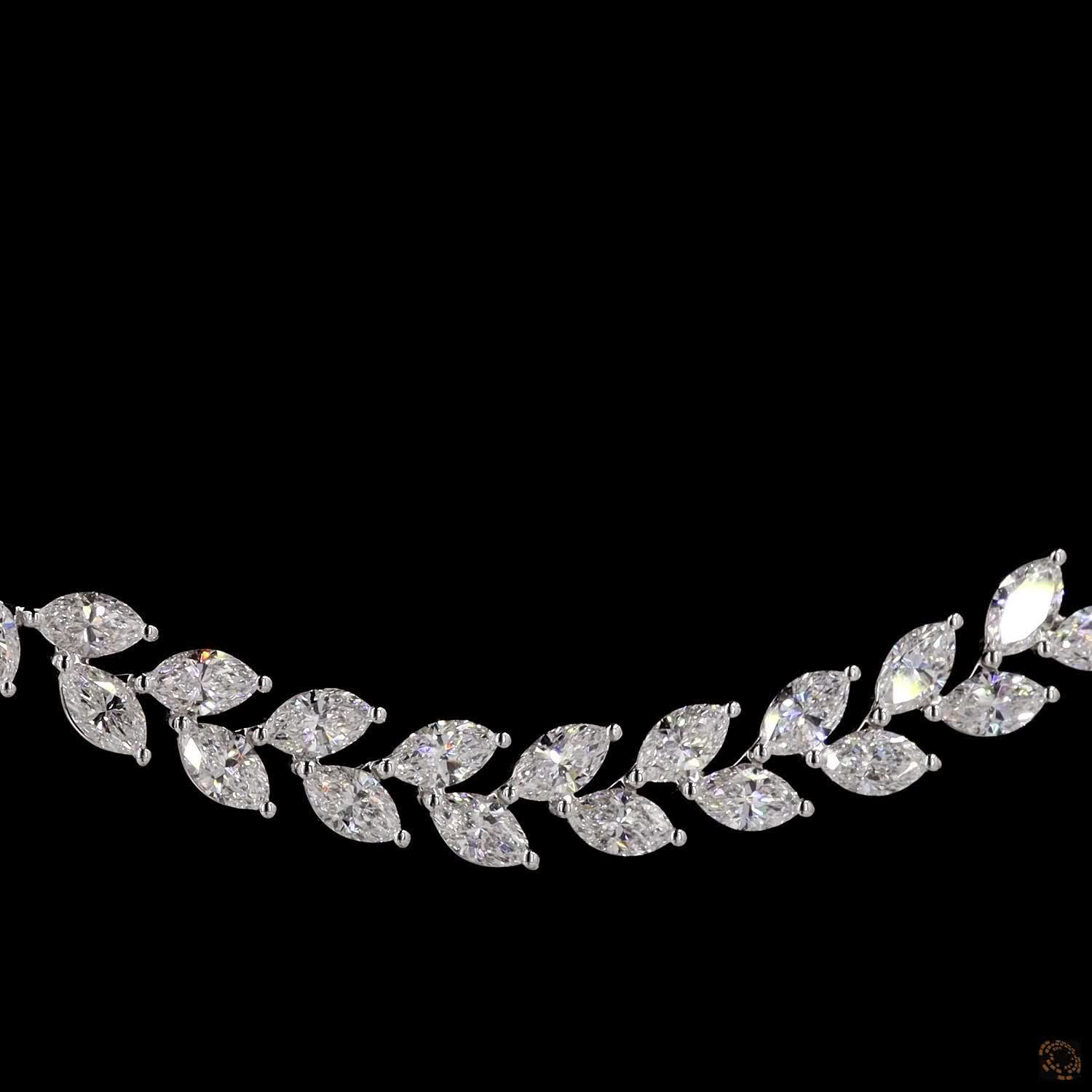 Marquise Lab Diamond Leaf Design Necklace in 14K Gold For Women