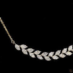 Marquise Lab Diamond Leaf Design Necklace in 14K Gold For Women