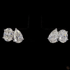 2.20 Ct Oval and Pear Toi Et Moi Earring in 14k Gold