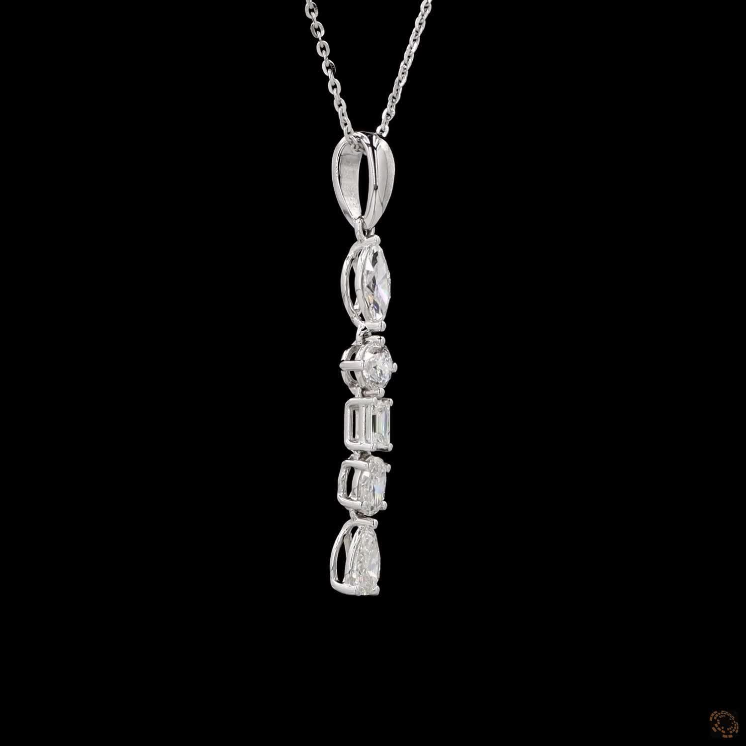 2.23 Carat Multi shape Diamond Designer Pendant For Her