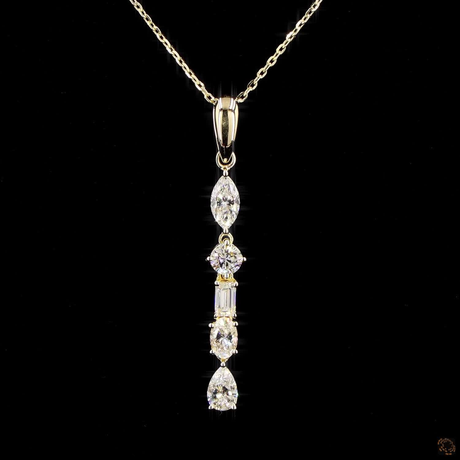 2.23 Carat Multi shape Diamond Designer Pendant For Her