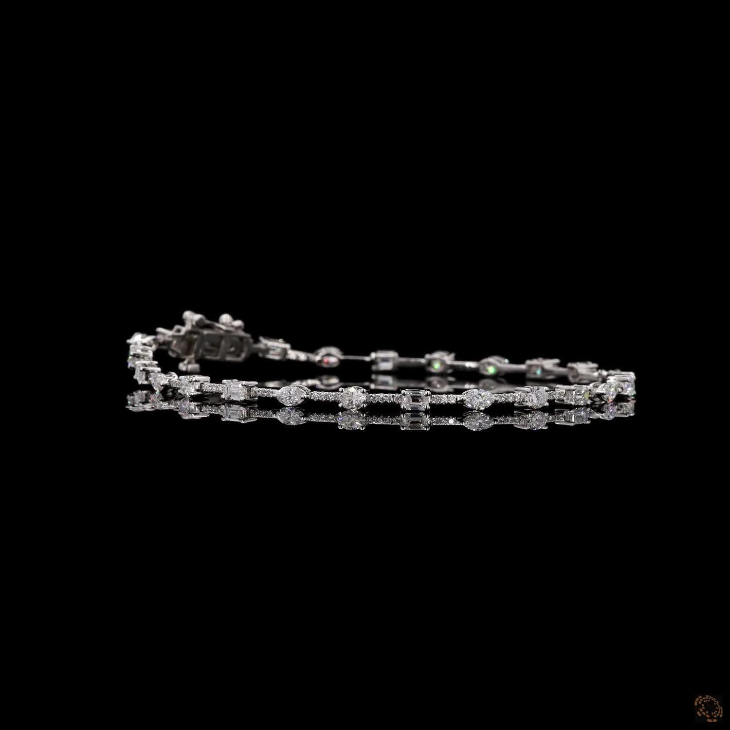 2.41 Multi Shape Lab Grown Tennis Bracelets in 14K Gold