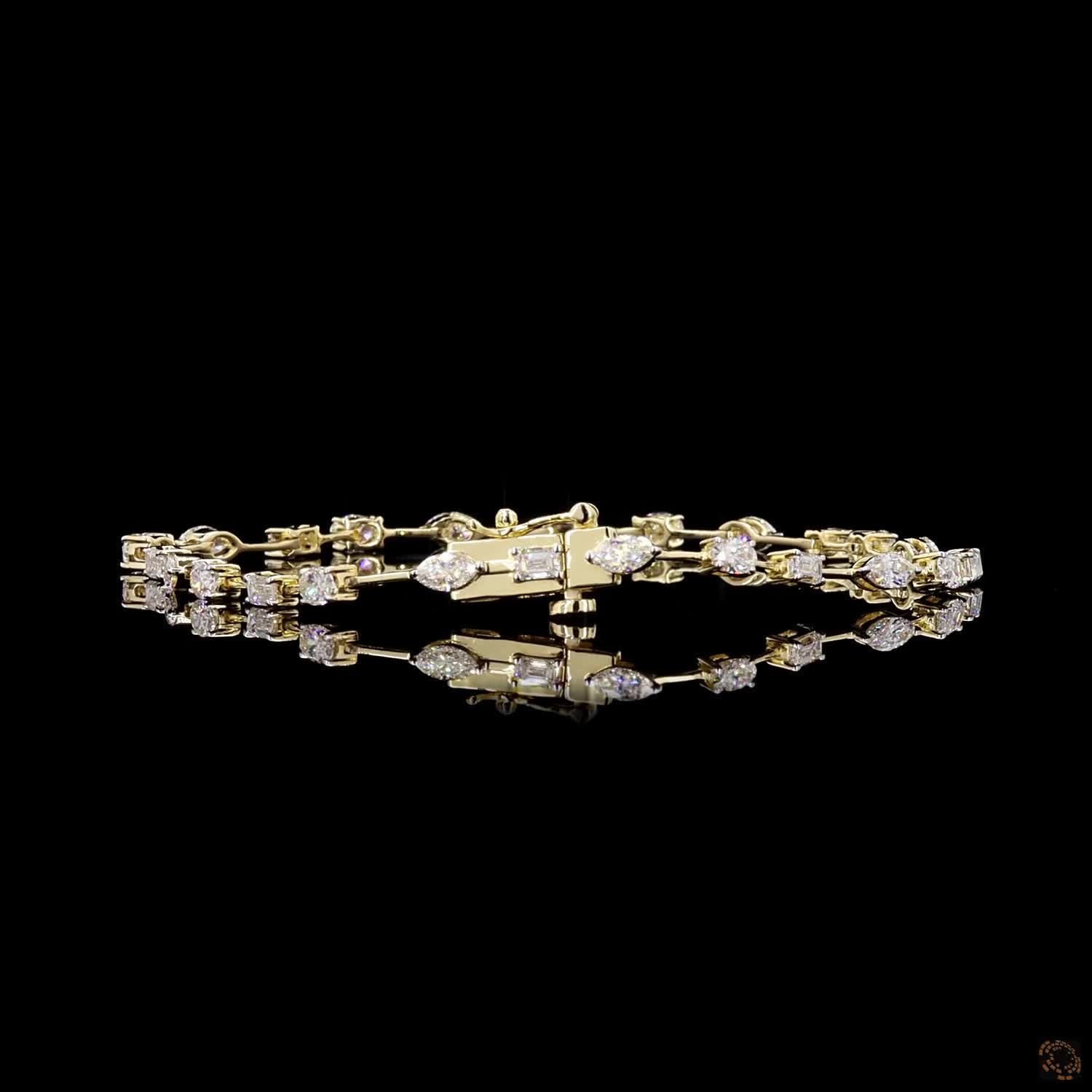 2.42 Multi Shape Lab Diamond Tennis Bracelets in 14K Gold