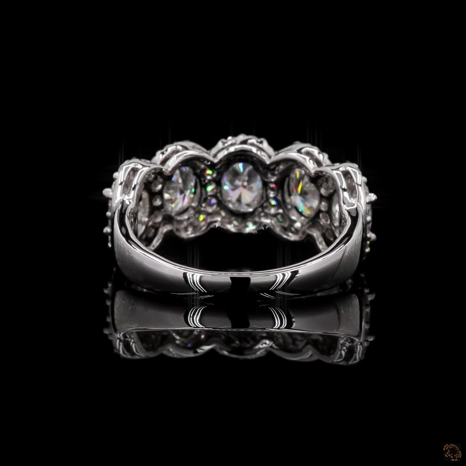 2.79 Carat Five Stone Oval Halo Eternity Ring