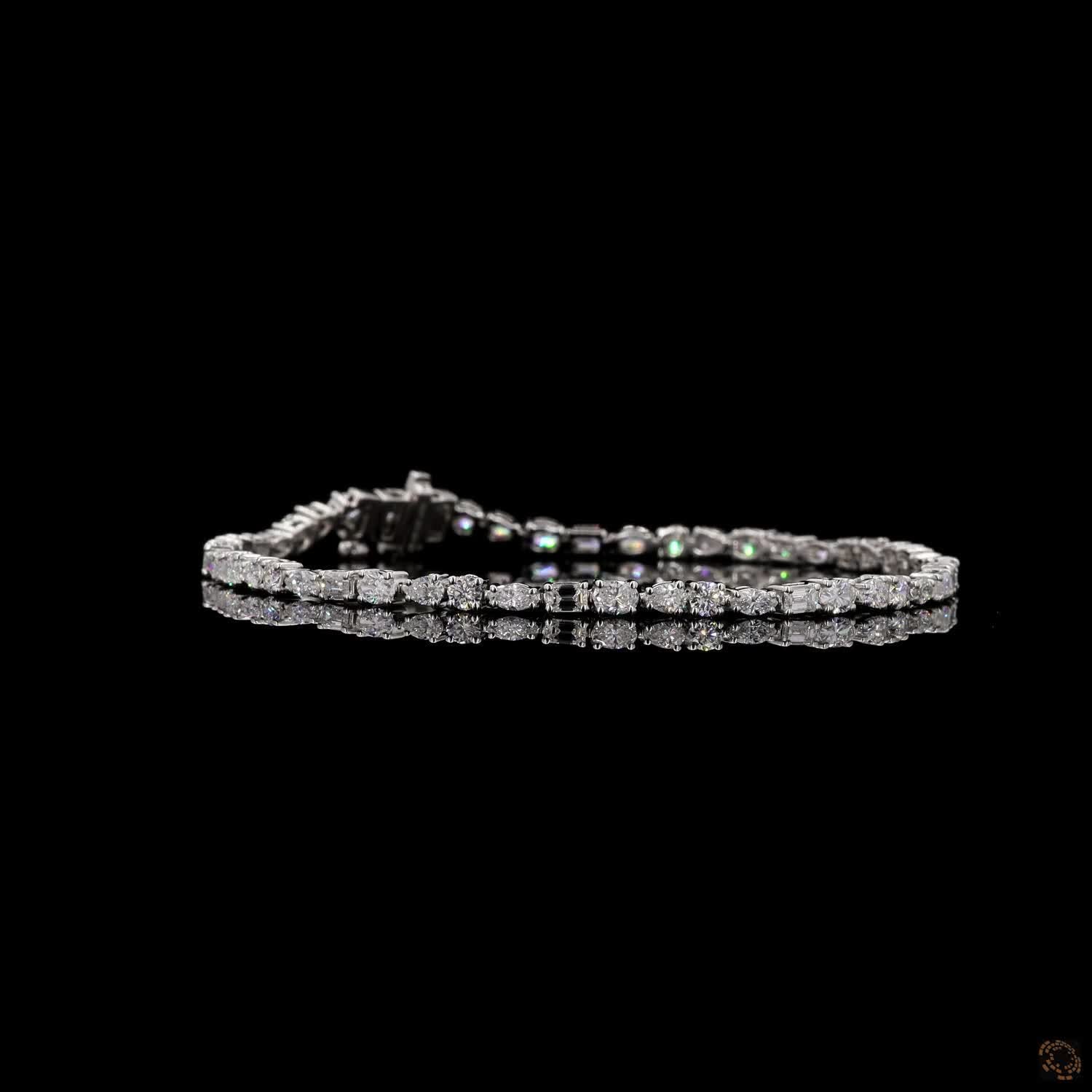 2.98 Carat Tennis Bracelets in 14K Gold with Multi Shape Diamond Studded