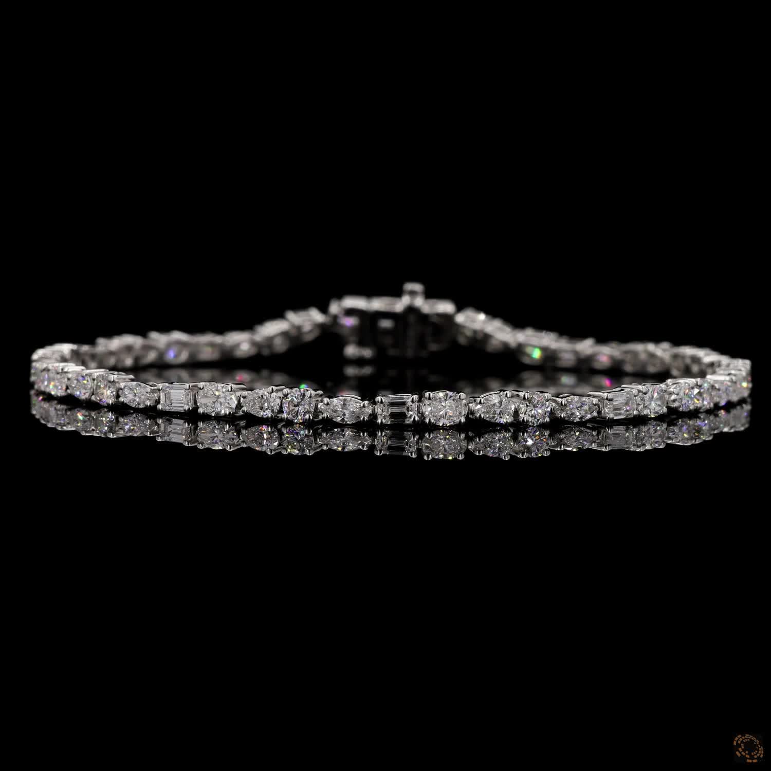 2.98 Carat Tennis Bracelets in 14K Gold with Multi Shape Diamond Studded