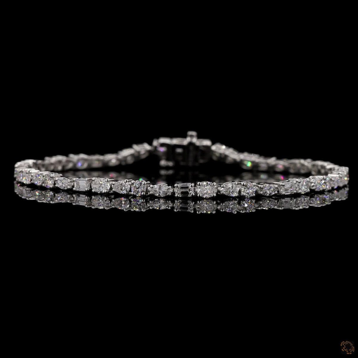 2.98 Carat Tennis Bracelets in 14K Gold with Multi Shape Diamond Studded