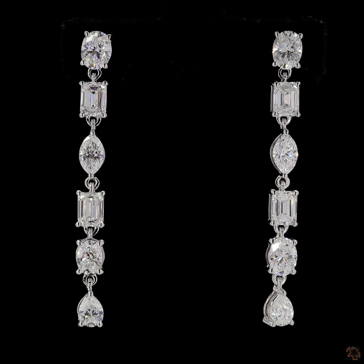 3.0 Carat Multi Shape Diamond Drop Earring in 14K Gold