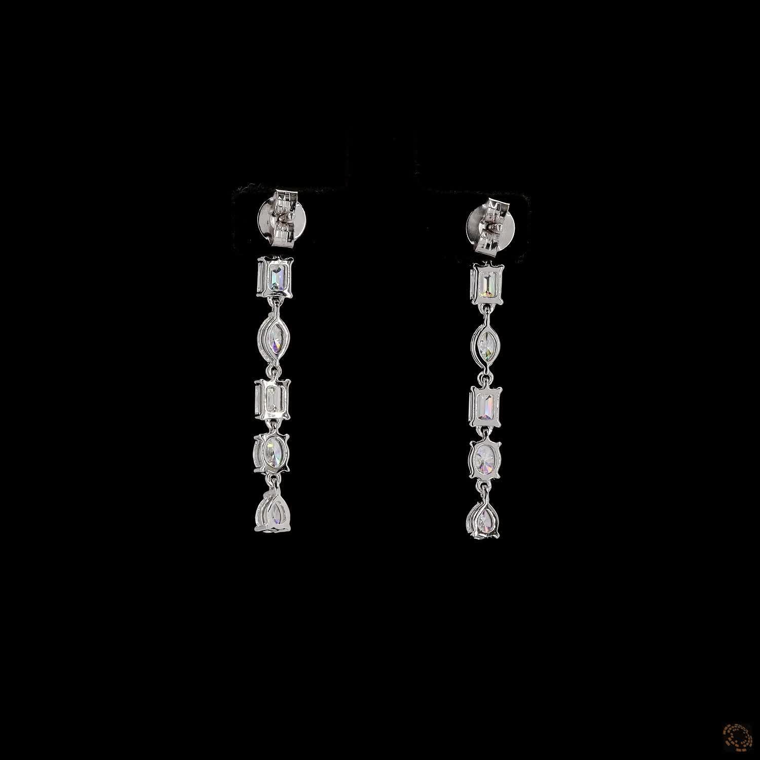 3.0 Carat Multi Shape Diamond Drop Earring in 14K Gold