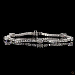 3.0 Carat Station Line lab Grown Bracelets in  14k Gold