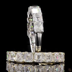 Asscher Lab Grown Diamond Half Eternity Ring For Her