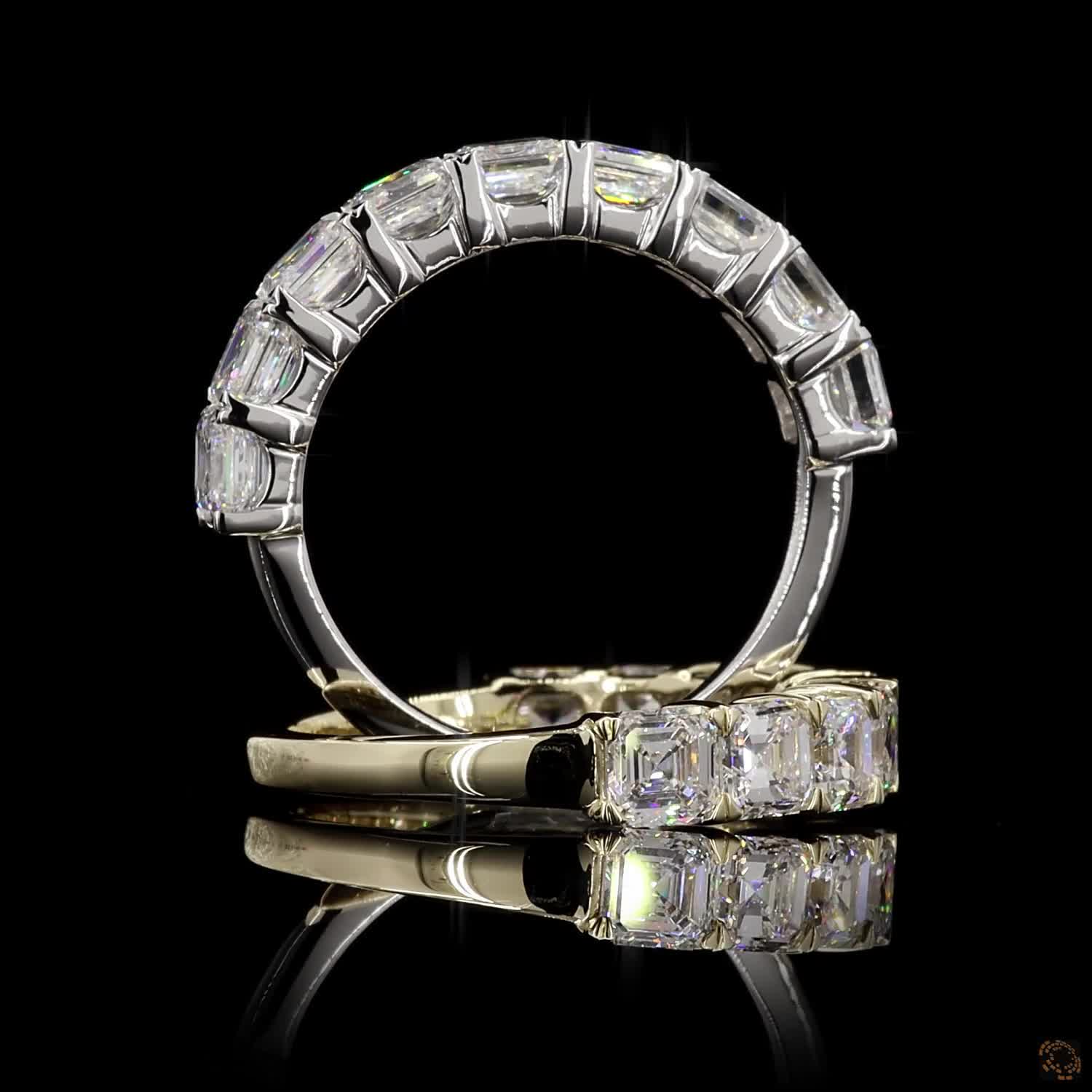 Asscher Lab Grown Diamond Half Eternity Ring For Her