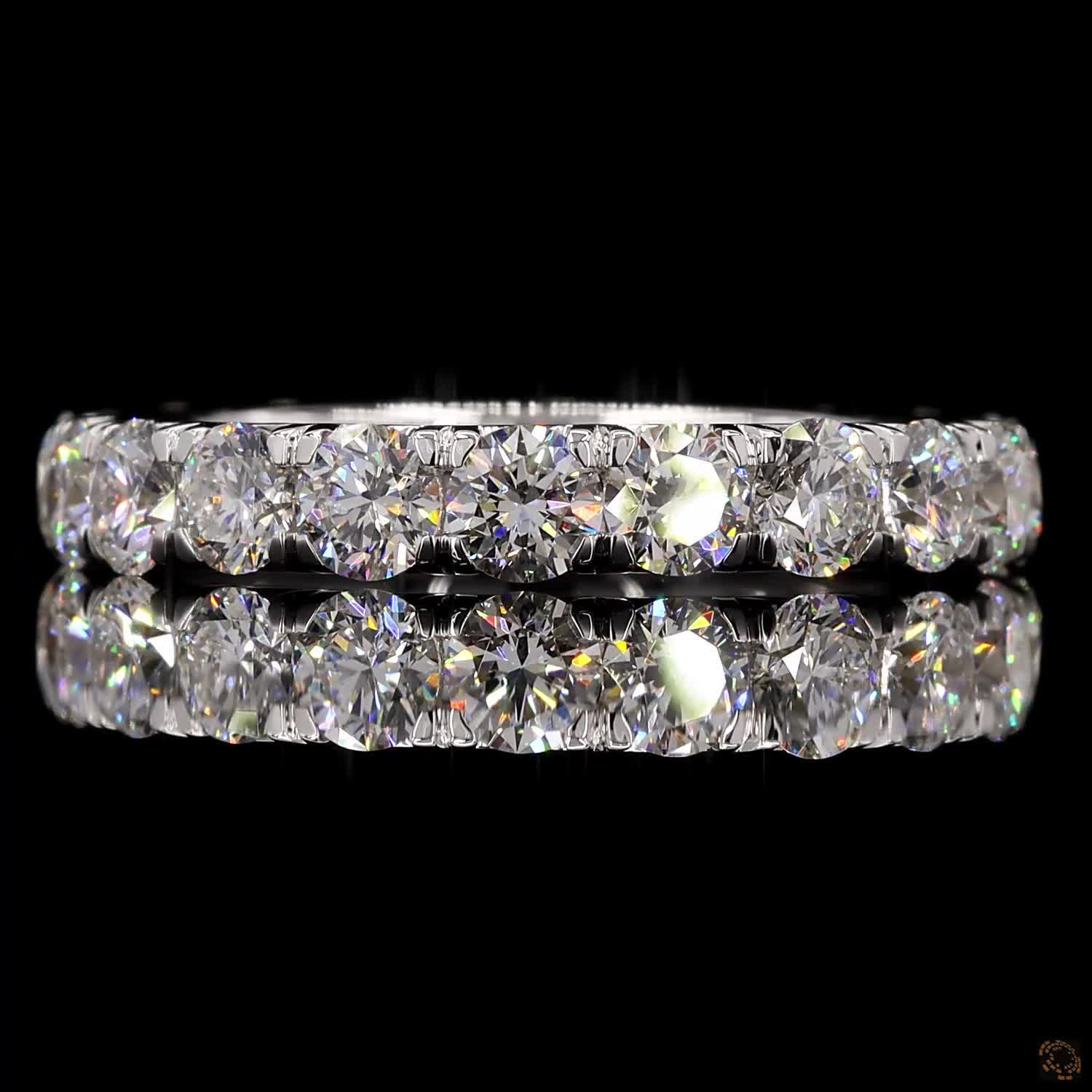 Round Lab Diamond Full Eternity French Pave Classic Ring in 4K Gold