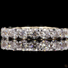 Round Lab Diamond Full Eternity French Pave Classic Ring in 4K Gold