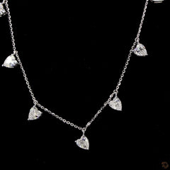 4.0 Ct Heart Shape Diamond Station charm Necklace in 14K Gold