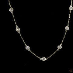 Round Lab Diamond Station Necklace in 14K Gold