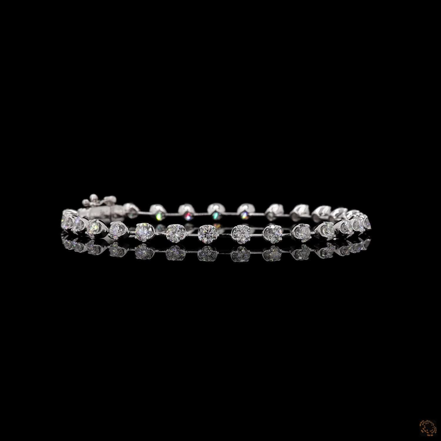 4.30 Carat Station Line Tennis Bracelet in 14K Gold