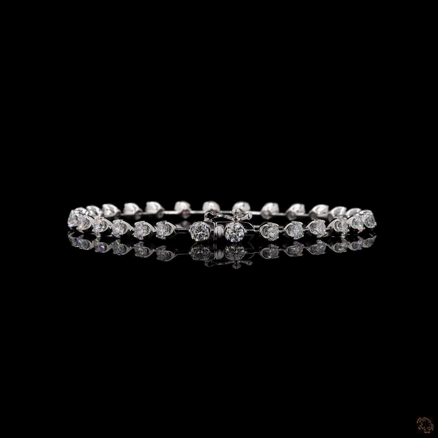 4.30 Carat Station Line Tennis Bracelet in 14K Gold