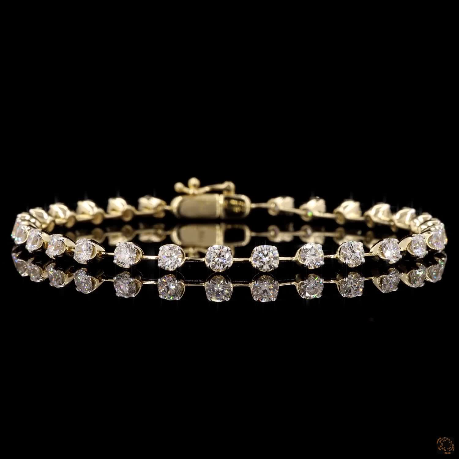 4.30 Carat Station Line Tennis Bracelet in 14K Gold