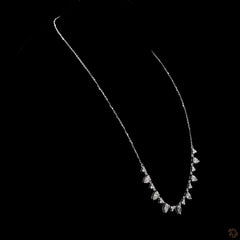 4.36 Carat Pear and Round Alternating Diamond Necklace in 14K Gold