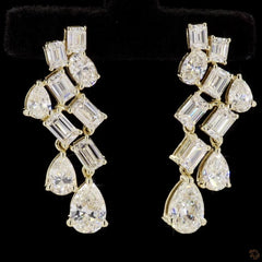 4 Carat Multi Shape Lab Diamond Dangler Earring in 14k Gold