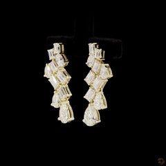 4 Carat Multi Shape Lab Diamond Dangler Earring in 14k Gold