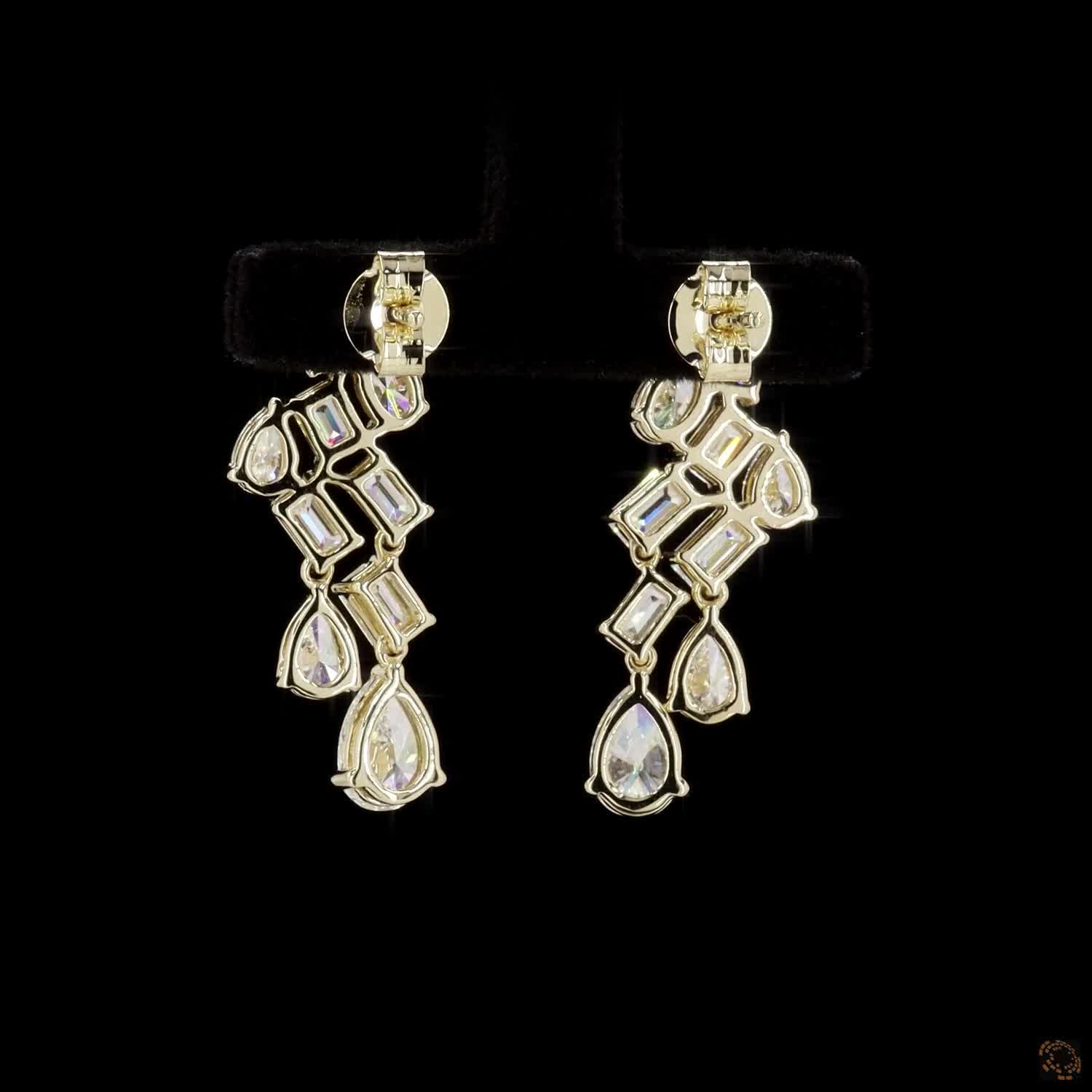 4 Carat Multi Shape Lab Diamond Dangler Earring in 14k Gold