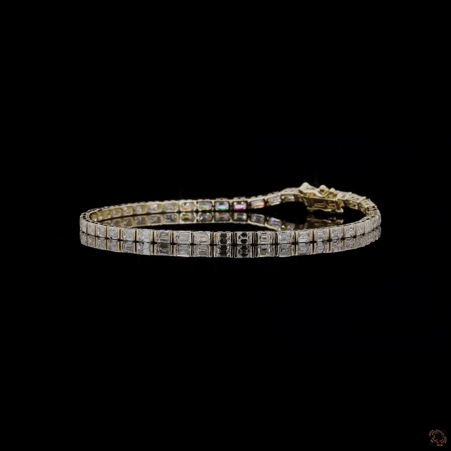 5.0 Carat Emerald Lab Diamond East West Tennis Bracelets in 14K Gold