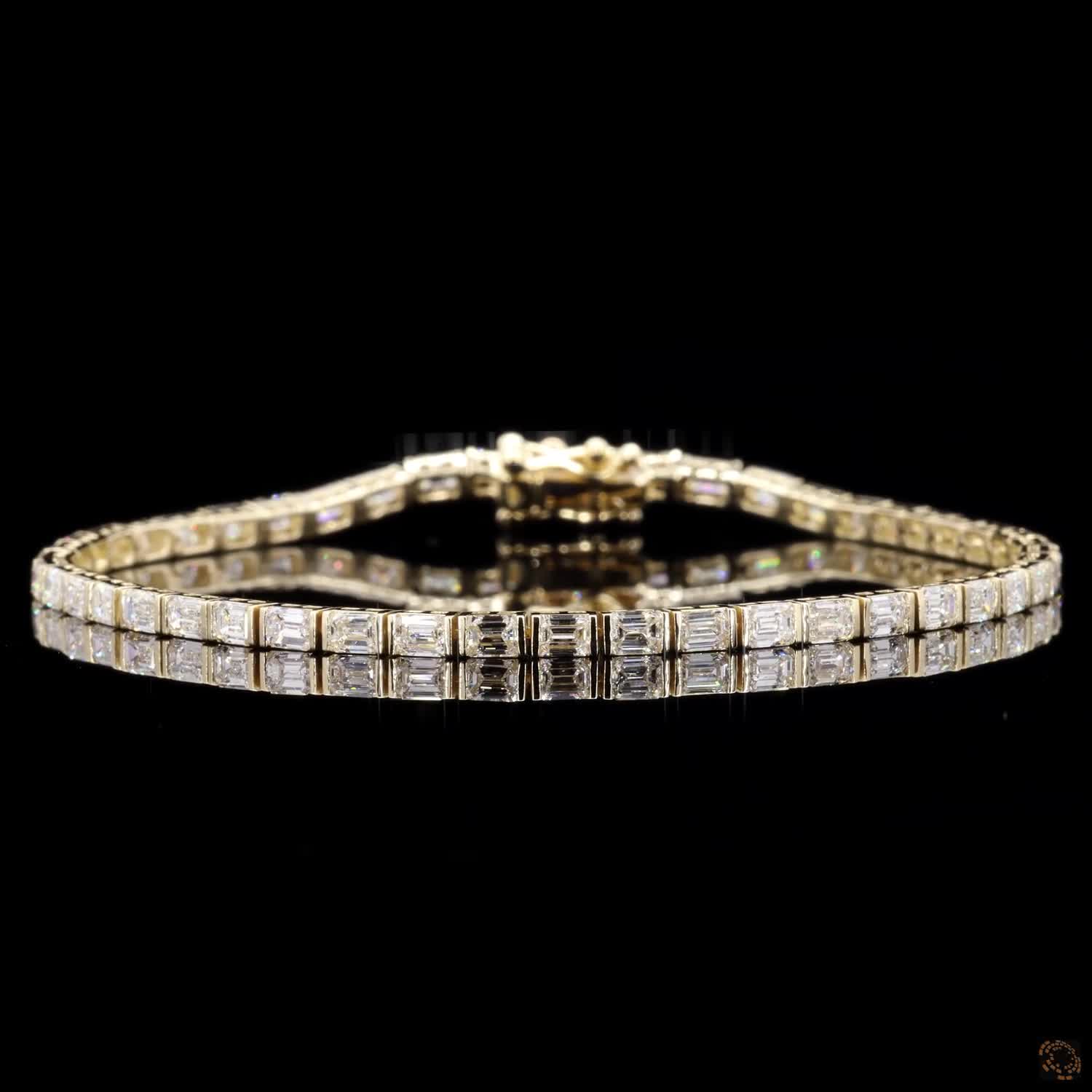 5.0 Carat Emerald Lab Diamond East West Tennis Bracelets in 14K Gold