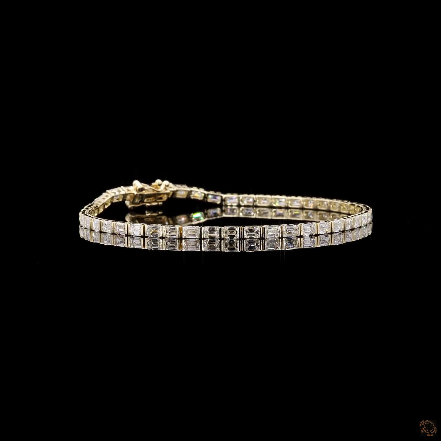 5.0 Carat Emerald Lab Diamond East West Tennis Bracelets in 14K Gold