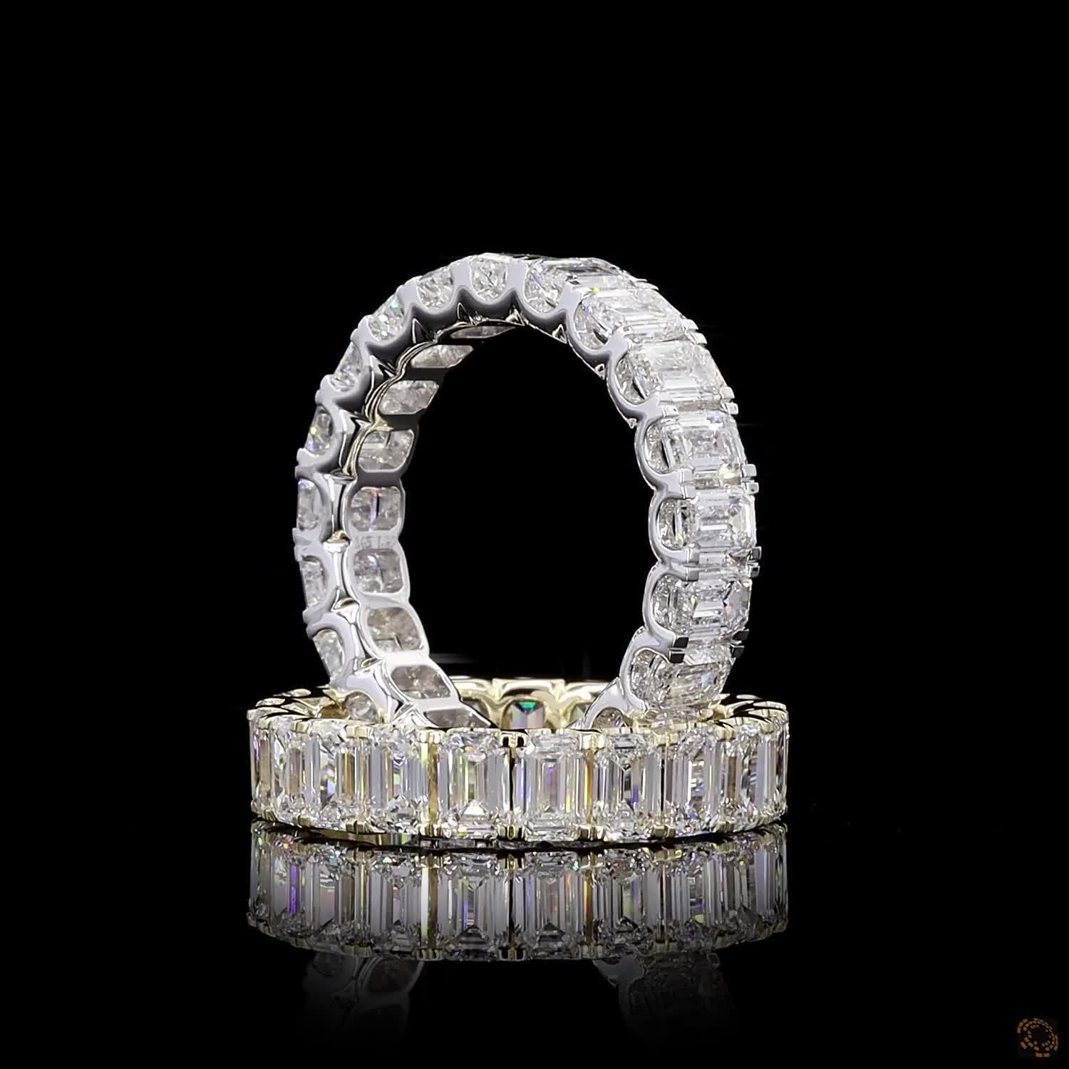 Emerald shape Diamond Split Prong Classic Full Eternity Ring