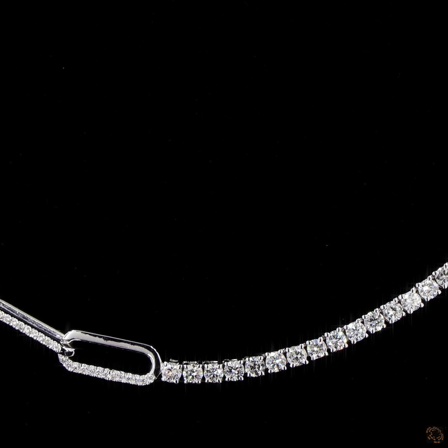 5.10 Carat Half Tennis & paper Clip Necklace Crafted  in 14K Gold