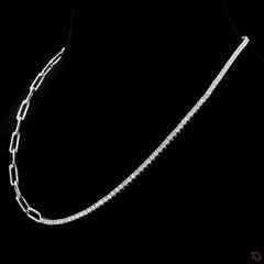 5.10 Carat Half Tennis & paper Clip Necklace Crafted  in 14K Gold