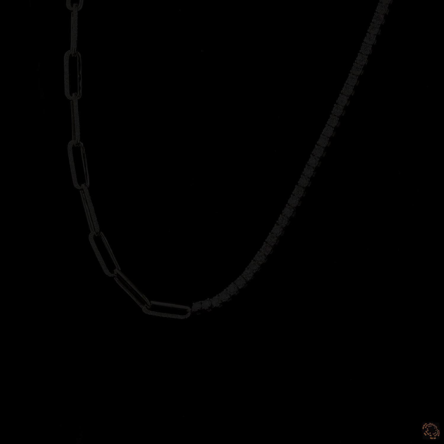 5.10 Carat Half Tennis & paper Clip Necklace Crafted  in 14K Gold