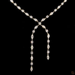 5.70 Carat Multi Shape Diamond Lariat Necklace in 14K Gold