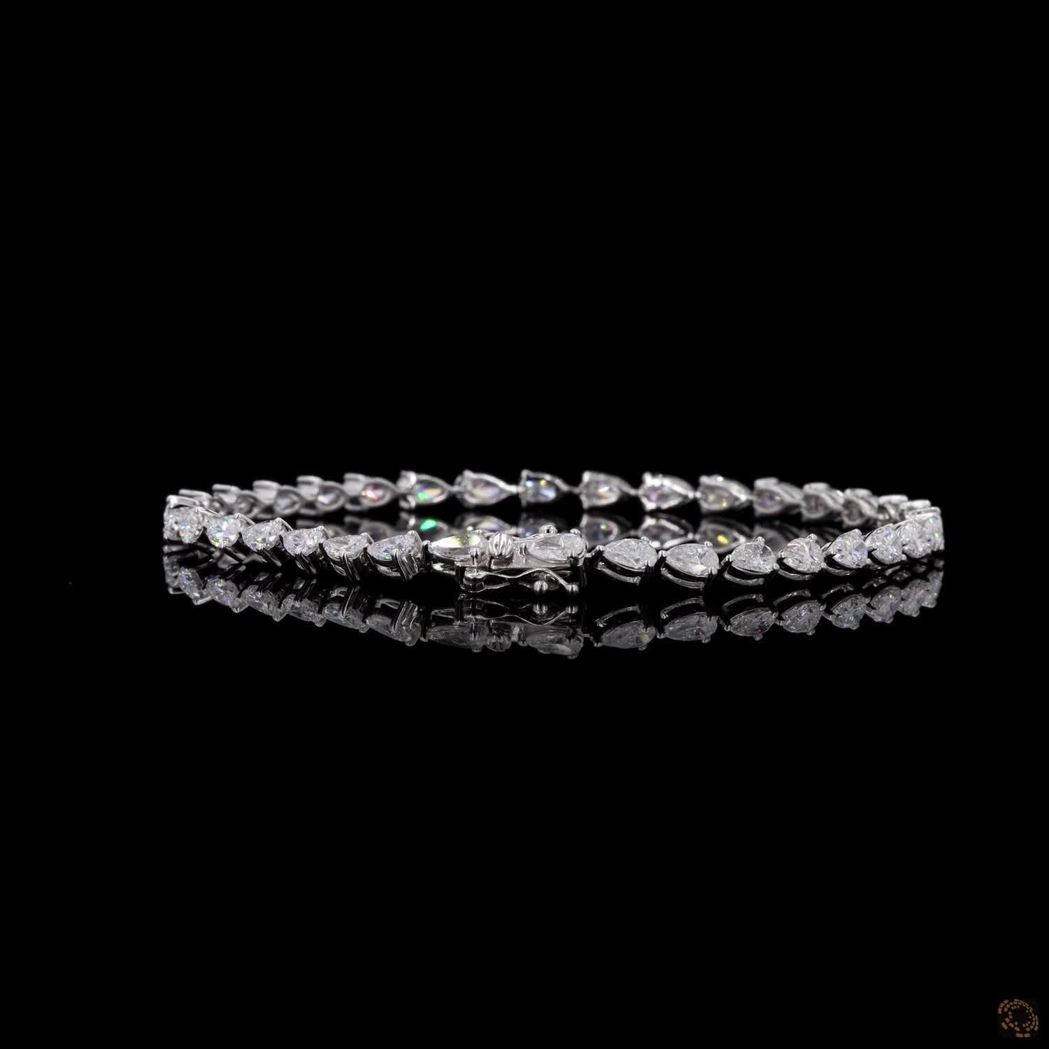 5.85 Carat East West Pear Lab Diamond Tennis Bracelet