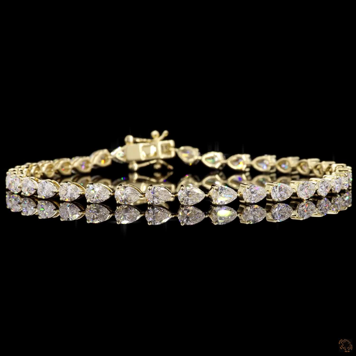 5.85 Carat East West Pear Lab Diamond Tennis Bracelet