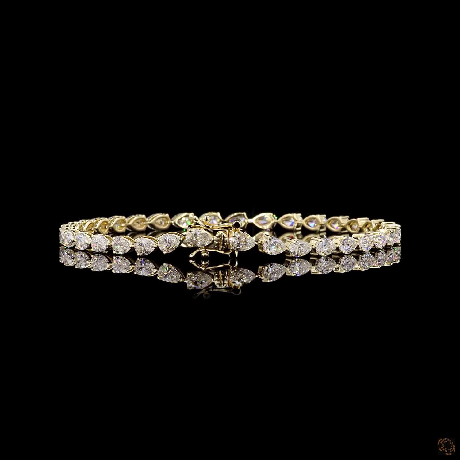 5.85 Carat East West Pear Lab Diamond Tennis Bracelet