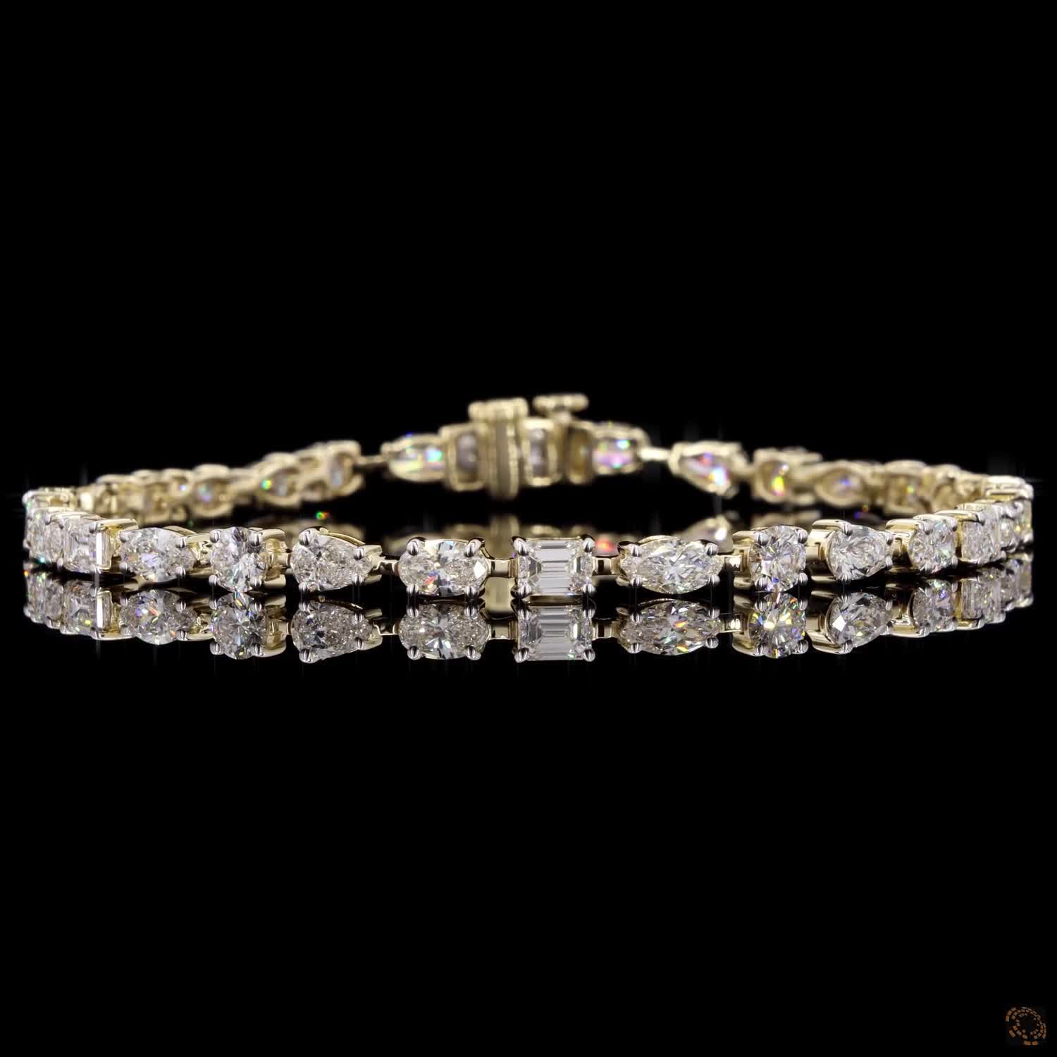 6.35 Ct Multi Shape Diamond Tennis Bracelets in 14K Gold