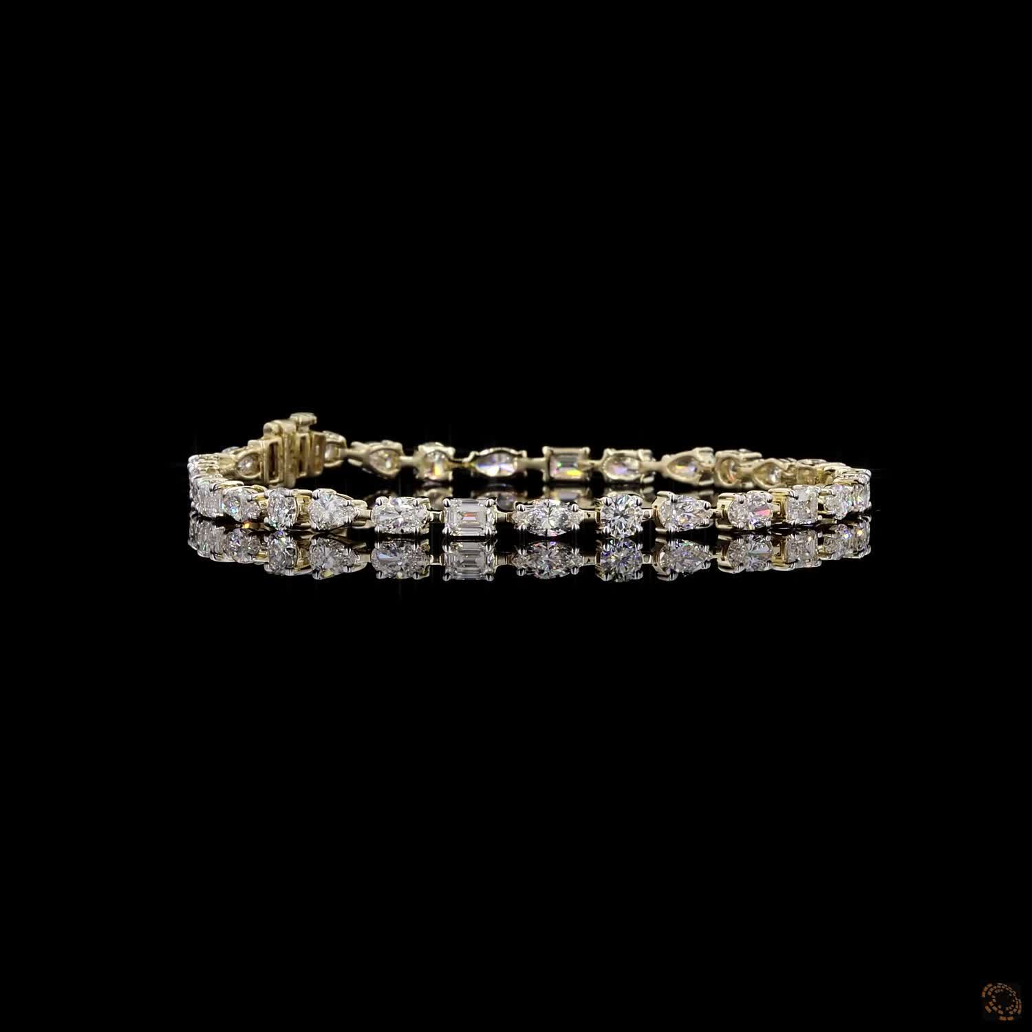 6.35 Ct Multi Shape Diamond Tennis Bracelets in 14K Gold