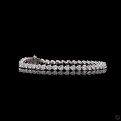 7.20 Carat Heart Shape Diamond East West Tennis Bracelets in 14K Gold